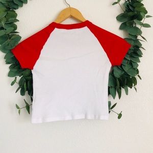 cropped red baseball tee